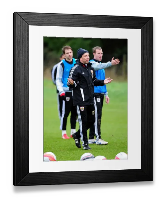 Framed Print : Derek McInnes Training at Memorial Stadium, January 2012 - Bristol City Manager Prepares for Upcoming Matches