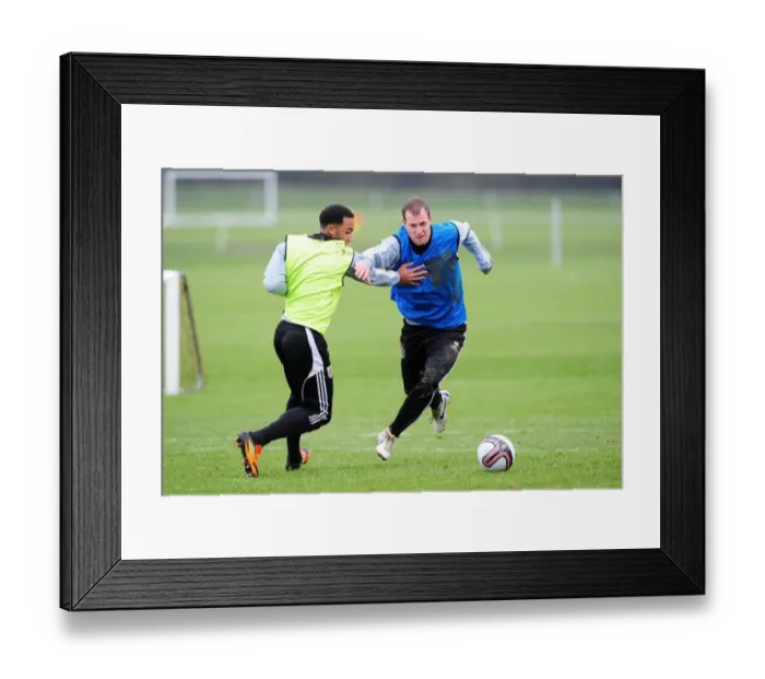 Framed Print : Bristol City Football Club: David Clarkson vs. Nicky Maynard in Intense Training Session