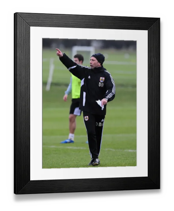Framed Print : Derek McInnes: Intense Focus at Memorial Stadium during Bristol City FC Training