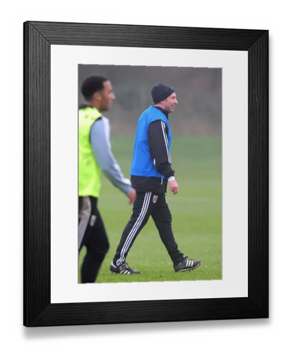 Framed Print : Derek McInnes Leads Training Session at Memorial Stadium: Bristol City FC