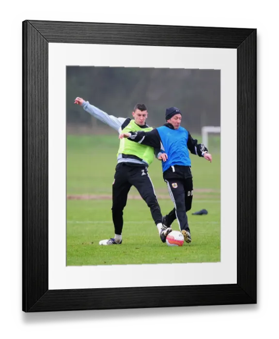 Framed Print : Bristol City: McInnes and Wilson Go Head-to-Head in Intense Training Drill
