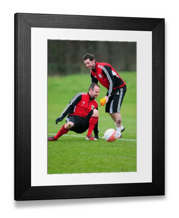 Framed Print : Bristol City: Captain Carey and McAllister Sharing a Laugh at Training