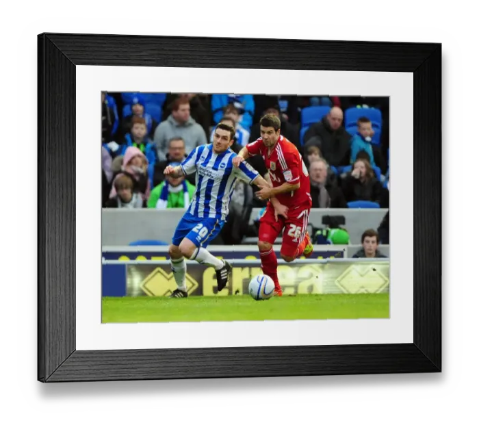 Framed Print : Battling for Supremacy: Foster vs. Vincelot in Championship Clash between Brighton and Bristol City - 14 / 01 / 2012