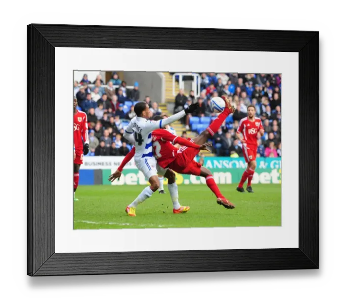 Framed Print : Albert Adomah's Overhead Kick Saved by Adam Federici in Reading vs. Bristol City Championship Match, 2012