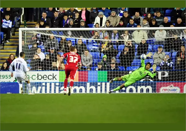 David James Saves Penalty from Jobi McAnuff: Championship Clash between Reading and Bristol City (28 / 01 / 2012)