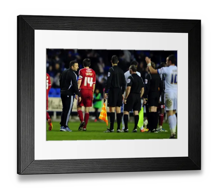 Framed Print : Derek McInnes Argues with Referee during Reading vs. Bristol City Championship Match, 2012