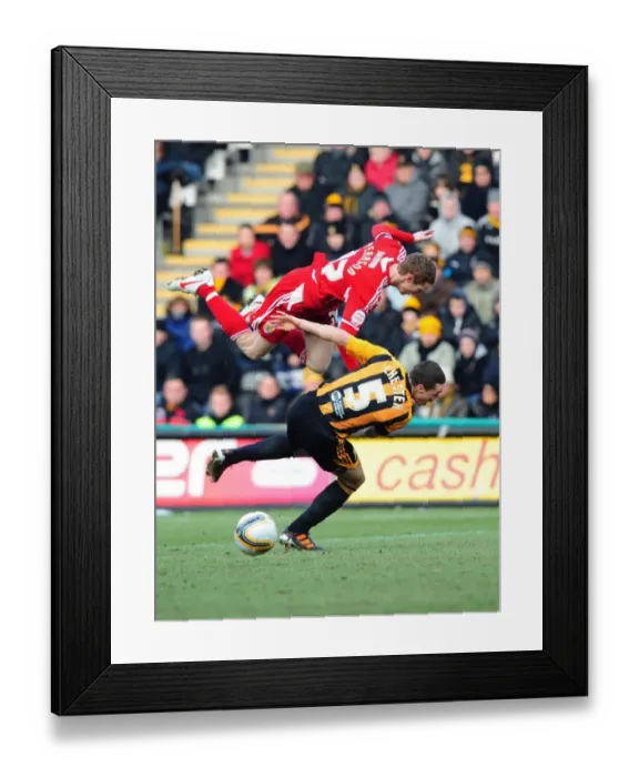 Framed Print : Hull City vs. Bristol City: Stephen Pearson Fouled by James Chester - Championship Match, 11 / 02 / 2012