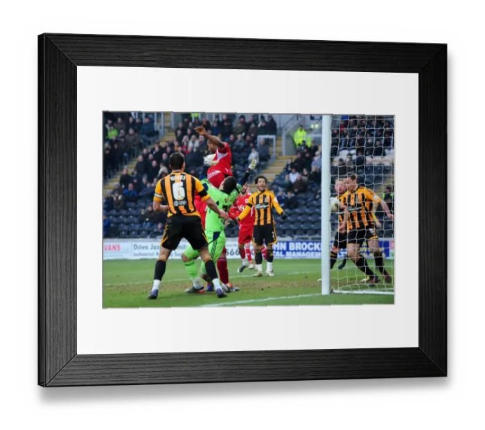 Framed Print : Marvin Elliott's Header Thwarted by James Chester: Hull City vs. Bristol City, Championship 2012