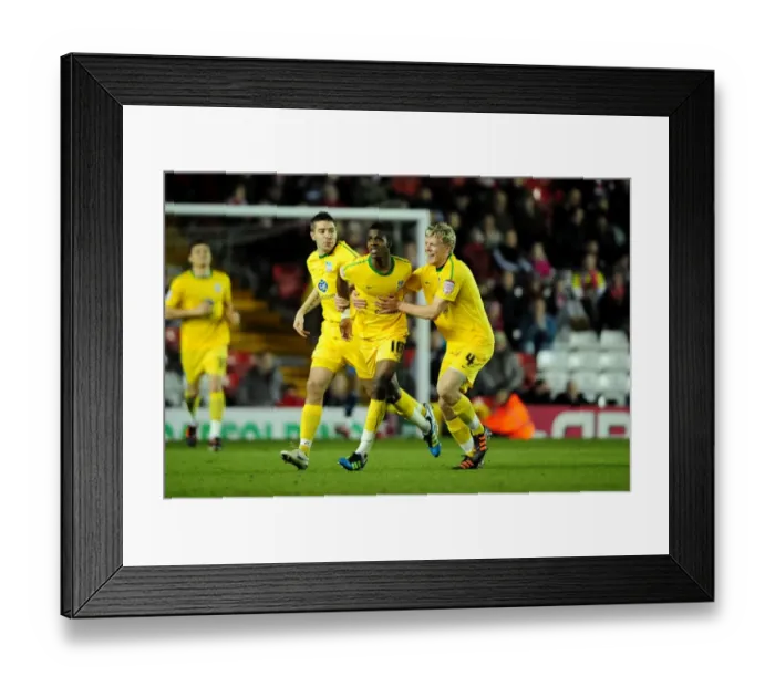 Framed Print : Wilfried Zaha's Debut Goal Celebration: Crystal Palace's Championship Victory Over Bristol City - 14 / 02 / 2012