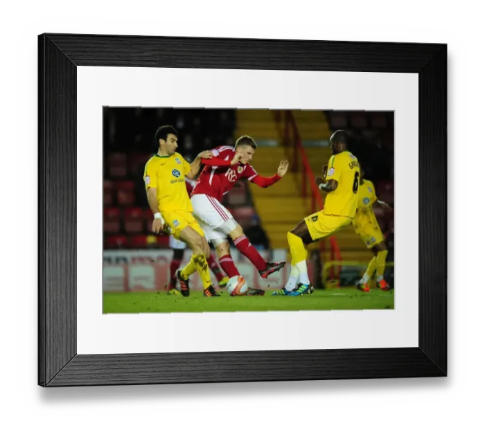 Framed Print : Bristol City vs Crystal Palace: Chris Wood's Goal Attempt Blocked by Anthony Gardner - Championship Match, 14 / 02 / 2012