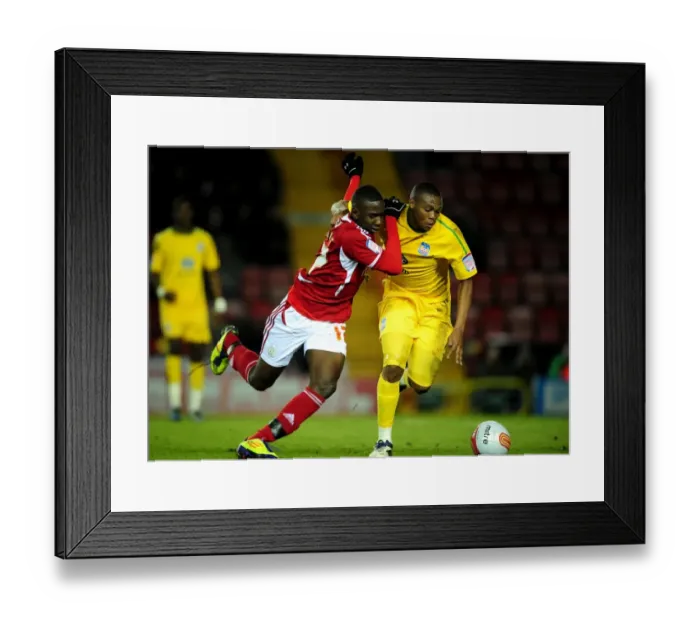 Framed Print : Brasil City vs Crystal Palace: A Championship Showdown - Yannick Bolasie vs Kagisho Dikgacoi Battle the Pitch, 14 / 02 / 2012