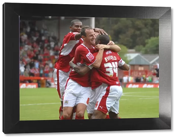 Bristol City Football Team: Unified in Victory - Group Celebration after Beating Burnley