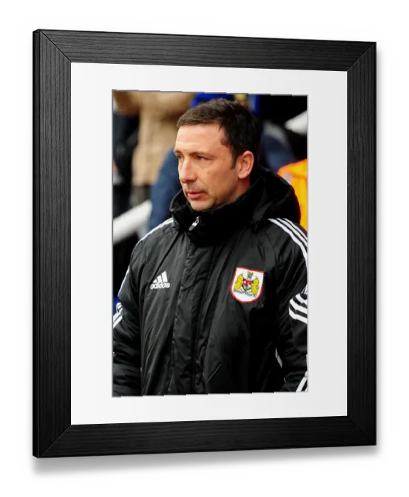 Framed Print : Derek McInnes Leads Bristol City at Peterborough United, February 2012
