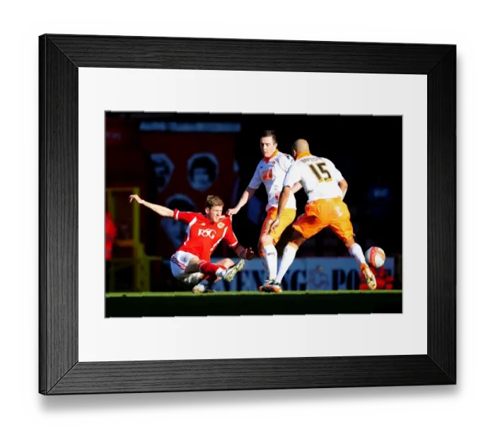 Framed Print : Bristol City's Jon Stead Scores Against Blackpool at Ashton Gate Stadium, 2012