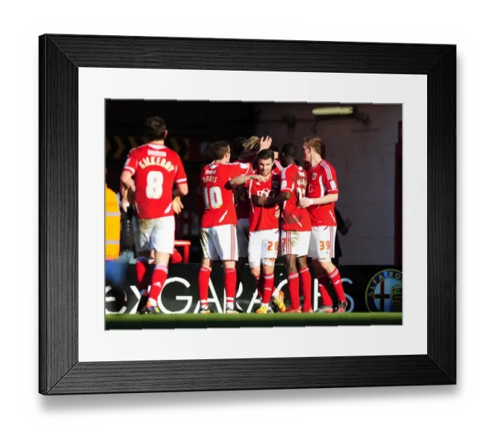 Framed Print : Bristol City Celebrates Win Against Blackpool, Jon Stead Leads the Charge Framed Print : Bristol City Celebrates Win Against Blackpool, Jon Stead Leads the Charge