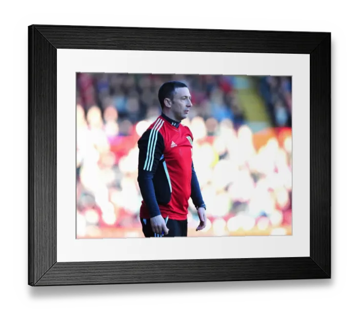 Framed Print : Derek McInnes Leads Bristol City Against Blackpool at Ashton Gate Stadium, 2012 - Football Match