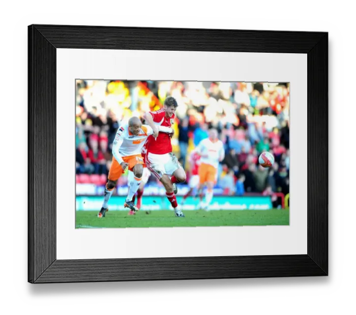 Framed Print : Bristol City vs Blackpool: A Battle for Possession - Jon Stead vs Alex Baptiste, Ashton Gate Stadium, 2012
