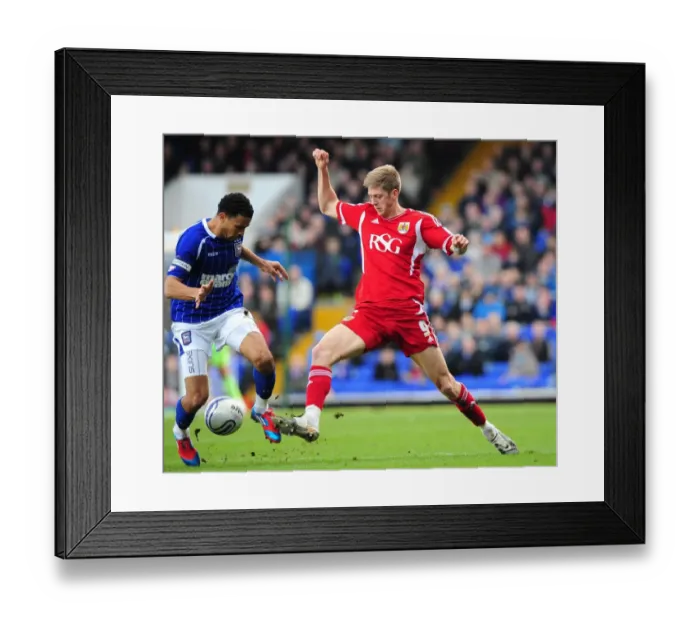 Framed Print : Battling for Control: Stead vs. Edwards in the Ipswich Town vs. Bristol City Football Rivalry, March 2012