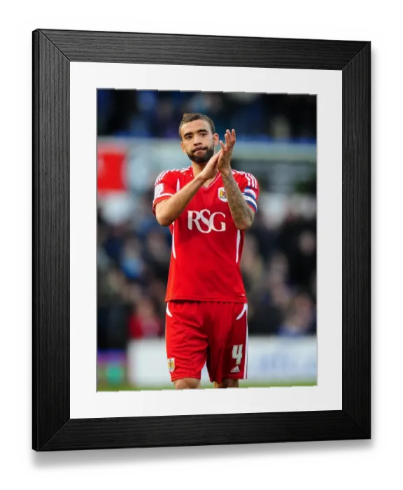 Framed Print : Liam Fontaine of Bristol City Thanks Fans after Ipswich Victory, March 2012