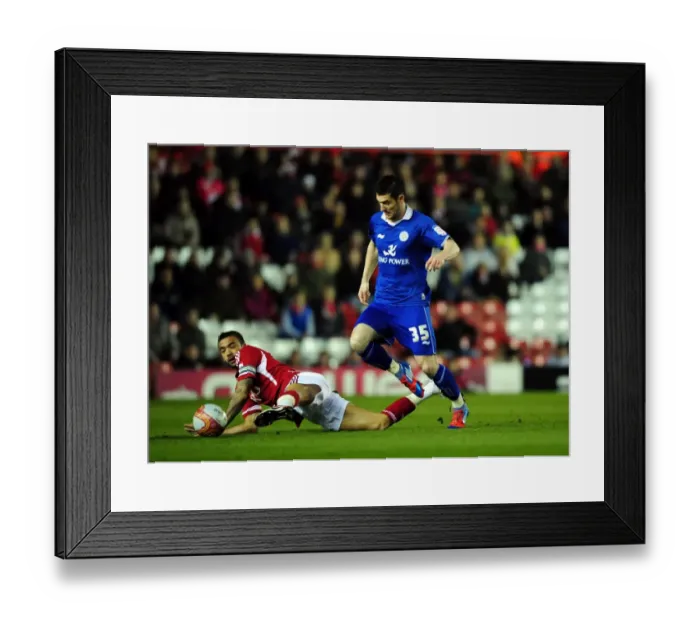 Framed Print : A Football Rivalry's Intense Moment: Fontaine vs. Nugent, Bristol City vs. Leicester City Framed Print : A Football Rivalry's Intense Moment: Fontaine vs. Nugent, Bristol City vs. Leicester City