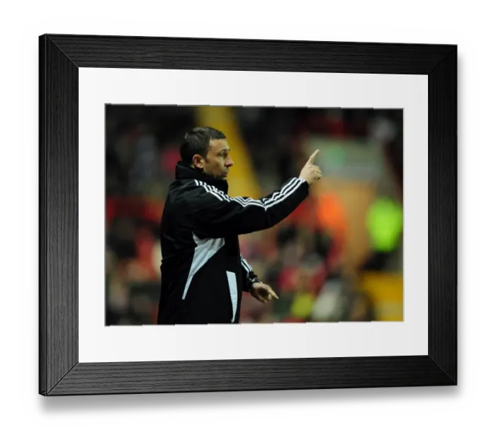 Framed Print : Derek McInnes Leads Bristol City Against Leicester City at Ashton Gate Stadium, 2012