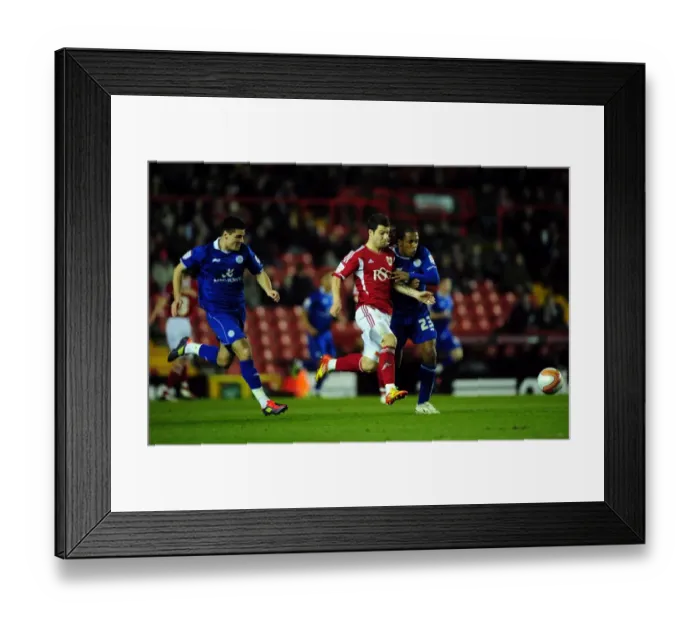 Framed Print : Battling for Supremacy: Foster vs. Danns in the Bristol City vs. Leicester City Football Rivalry Framed Print : Battling for Supremacy: Foster vs. Danns in the Bristol City vs. Leicester City Football Rivalry