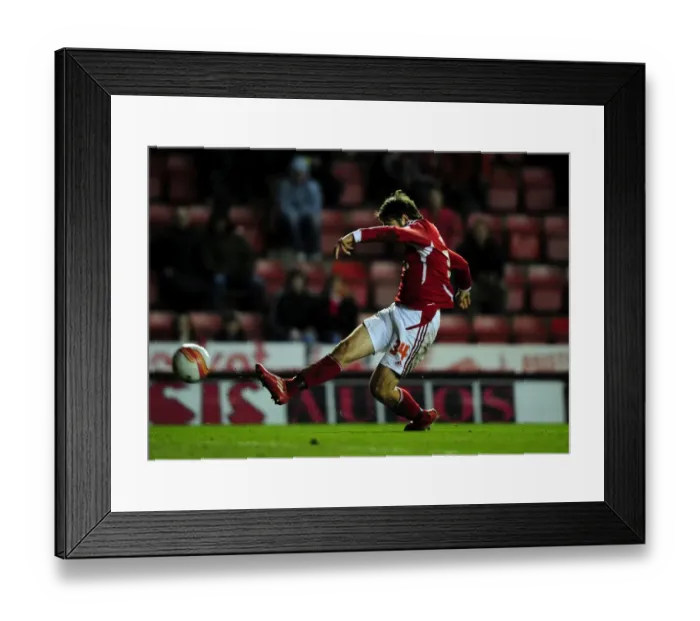 Framed Print : Brett Pitman Scores: Thrilling Moment as Bristol City Takes on Leicester City at Ashton Gate Stadium