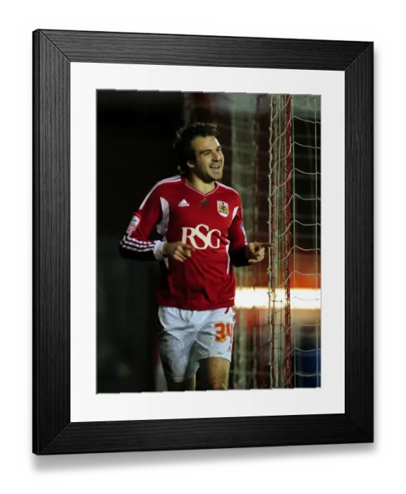 Framed Print : Brett Pitman's Thrilling Goal Celebration: Bristol City vs. Leicester City, 2012 Framed Print : Brett Pitman's Thrilling Goal Celebration: Bristol City vs. Leicester City, 2012