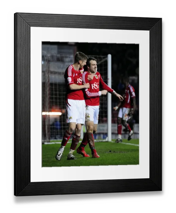 Framed Print : Brett Pitman's Epic Goal Celebration: A Thrilling Moment at Ashton Gate, 2012 (Bristol City vs. Leicester City)