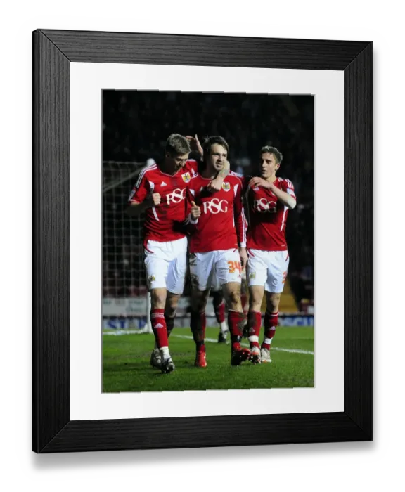 Framed Print : Bristol City Celebrates Victory Over Leicester City: Brett Pitman's Goal