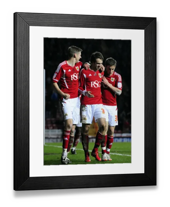 Framed Print : Brett Pitman's Euphoric Goal Celebration: A Thrilling Moment for Bristol City at Ashton Gate Stadium (vs. Leicester City, 2012)