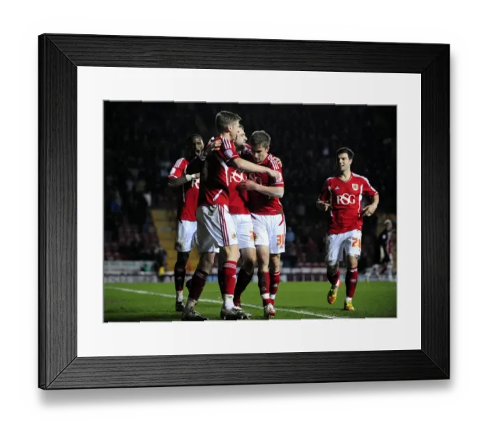 Framed Print : Bristol City: Brett Pitman and Team's Triumphant Celebration after Winning Goal vs. Leicester City (2012) Framed Print : Bristol City: Brett Pitman and Team's Triumphant Celebration after Winning Goal vs. Leicester City (2012)