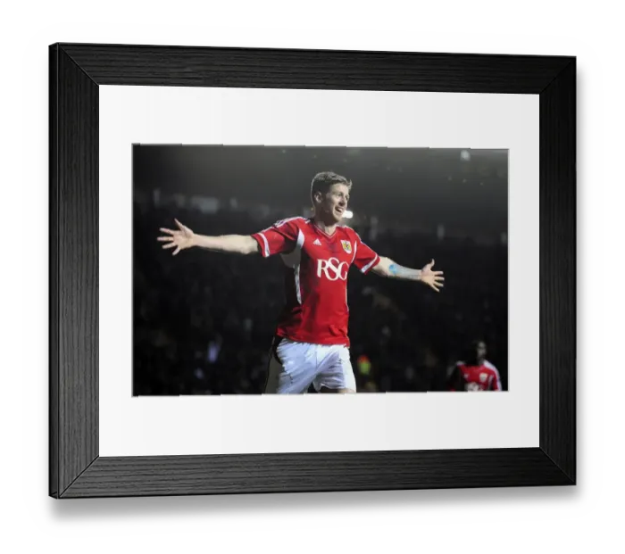 Framed Print : Bristol City's Jon Stead Celebrates Epic Goal Against Leicester City at Ashton Gate Stadium Framed Print : Bristol City's Jon Stead Celebrates Epic Goal Against Leicester City at Ashton Gate Stadium