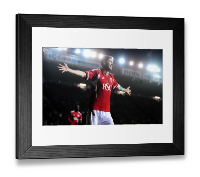 Framed Print : Bristol City's Jon Stead Erupts in Epic Celebration After Scoring Against Leicester City at Ashton Gate Stadium