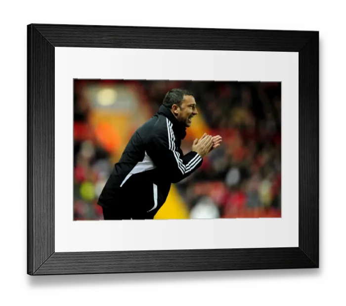 Framed Print : Derek McInnes Leads Bristol City Against Leicester City at Ashton Gate Stadium, 2012