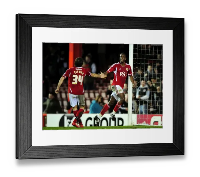 Framed Print : Bristol City's Kalifa Cisse Celebrates Goal Against Leicester City at Ashton Gate Stadium Framed Print : Bristol City's Kalifa Cisse Celebrates Goal Against Leicester City at Ashton Gate Stadium