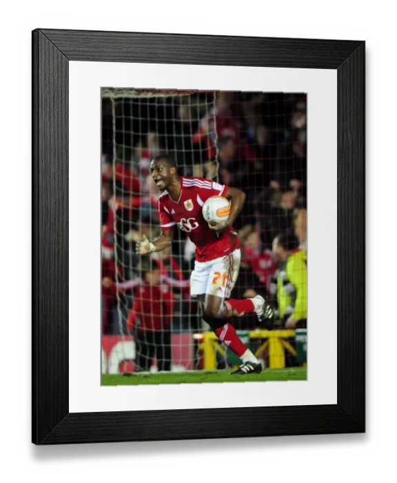 Framed Print : Bristol City's Kalifa Cisse Celebrates Goal Against Leicester City Framed Print : Bristol City's Kalifa Cisse Celebrates Goal Against Leicester City