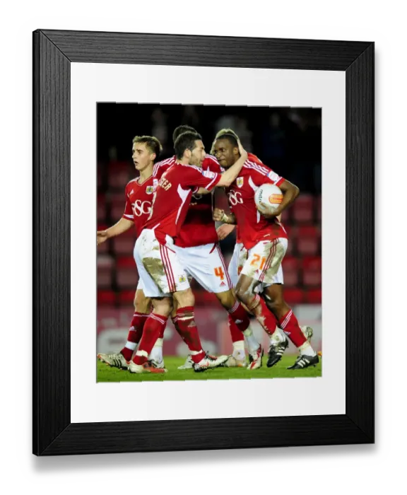 Framed Print : Bristol City's Kalifa Cisse: Celebrating the Victory Over Leicester City at Ashton Gate Stadium (2012) Framed Print : Bristol City's Kalifa Cisse: Celebrating the Victory Over Leicester City at Ashton Gate Stadium (2012)