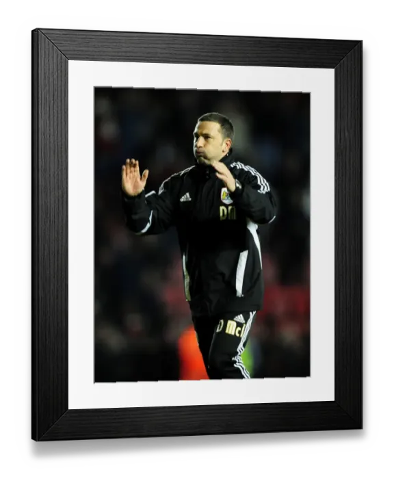 Framed Print : Derek McInnes Triumph: Celebrating Bristol City's Victory Over Leicester City, 2012 Framed Print : Derek McInnes Triumph: Celebrating Bristol City's Victory Over Leicester City, 2012