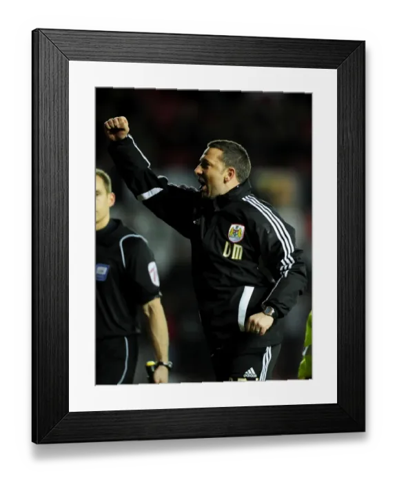 Framed Print : Derek McInnes Celebrates Bristol City's Win Against Leicester City, March 2012 Framed Print : Derek McInnes Celebrates Bristol City's Win Against Leicester City, March 2012