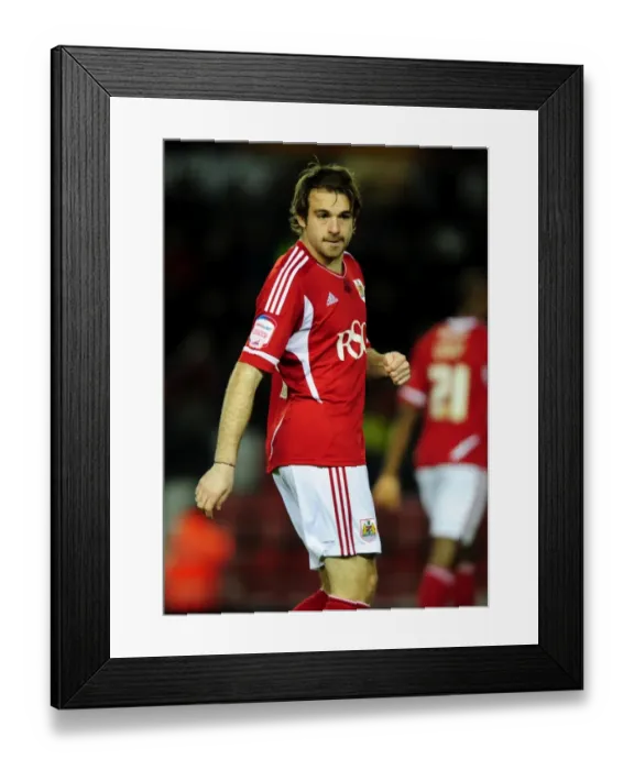 Framed Print : Brett Pitman of Bristol City Faces Off Against Leicester City at Ashton Gate Stadium, 2012