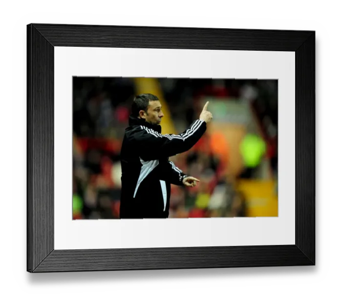 Framed Print : Derek McInnes Leads Bristol City Against Leicester City at Ashton Gate Stadium, 2012 - Football Match
