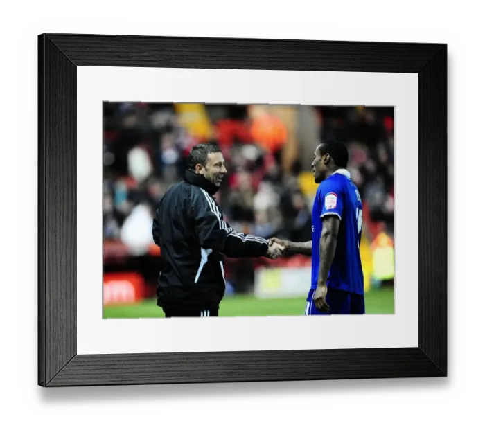 Framed Print : Derek McInnes Leads Bristol City Against Leicester City at Ashton Gate Stadium, 2012