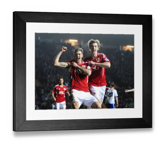 Framed Print : Stead and Woolford's Euphoric Goal Celebration: Bristol City vs. Cardiff City (2012) Framed Print : Stead and Woolford's Euphoric Goal Celebration: Bristol City vs. Cardiff City (2012)