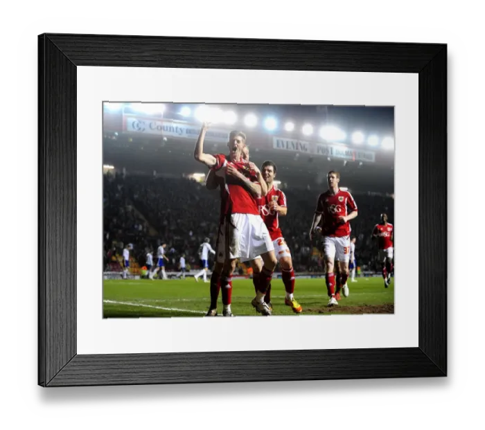Framed Print : Bristol City: Stead and Woolford's Thrilling Goal Celebration vs. Cardiff City (10-03-2012) Framed Print : Bristol City: Stead and Woolford's Thrilling Goal Celebration vs. Cardiff City (10-03-2012)