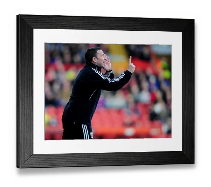 Framed Print : Derek McInnes Leads Bristol City Against Cardiff City at Ashton Gate Stadium, March 10, 2012 - Football Match