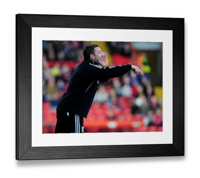 Framed Print : Derek McInnes Leads Bristol City Against Cardiff City at Ashton Gate Stadium, March 10, 2012 - Football Match