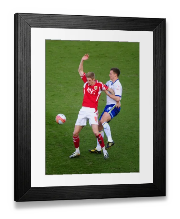 Framed Print : Bristol City vs. Cardiff City: Jon Stead vs. Mark Hudson Battle for Possession at Ashton Gate Stadium, 2012
