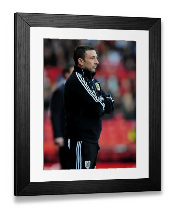 Framed Print : Derek McInnes Leads Bristol City Against Cardiff City at Ashton Gate Stadium, March 10, 2012