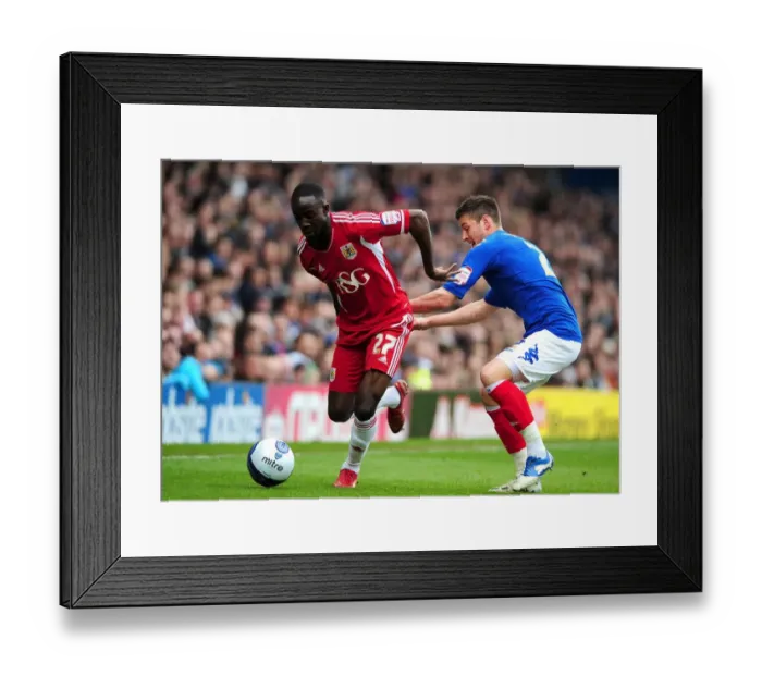 Framed Print : Avoiding the Tackle: Albert Adomah Evades Joel Ward at Fratton Park during Portsmouth vs. Bristol City Football Match, 2012 Framed Print : Avoiding the Tackle: Albert Adomah Evades Joel Ward at Fratton Park during Portsmouth vs. Bristol City Football Match, 2012